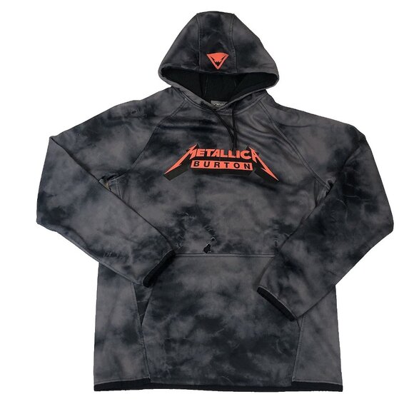 Burton Snowboard x Metallica Hoodie Tie-Dye Sweatshirt Mens Large Distressed Ski - Picture 1 of 15